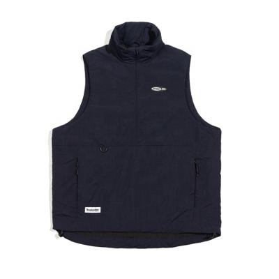 China Big Pocket Windproof Padded Vest Men's Streetwear Loose Half Zipper Quilted Thick Sleeveless Vests Winter Jackets Men for sale