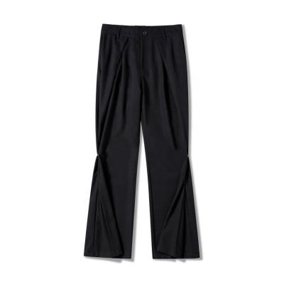 China Streetwear Solid Color Pleats Breathable Pants Men's Loose Flare Pants Springs Casual Pants Men for sale