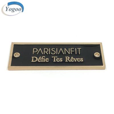 China New Arrival 2 Hole Rectangle Metal Viable Clothing Label Custom Metal Plate Labels For Clothes for sale