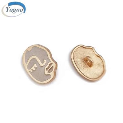 China Washable Design Your Own Gold Zinc Alloy Custom Shape Logo Metal Sewing Button For Coat for sale