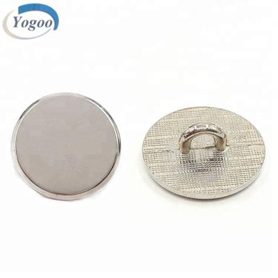 China Viable Wholesale Round Blank Silver Plating Metal Custom Leg Buttons For Clothing for sale