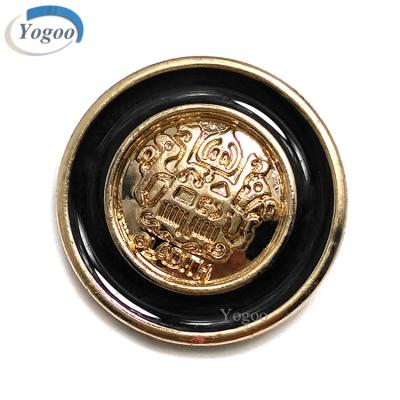 China Large Size Sustainable Custom Vintage 20mm Logo Embossed Sewing Metal Clothing Buttons for sale