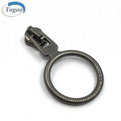 China Nickel Free Hot Selling Hoop Brand Engraved Zinc Alloy Custom Slider Zipper Puller for sale