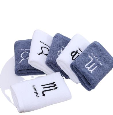 China Customized towel organic white safe cotton bath towel embroidery logo hello towel salon kids towel for sale