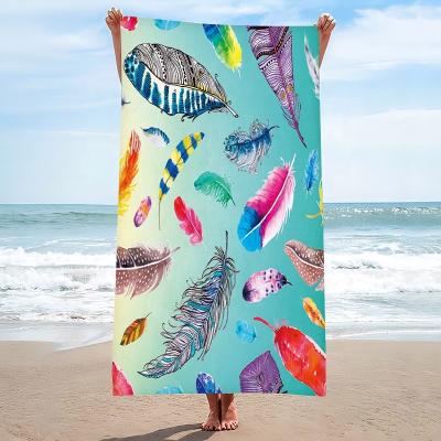 China Super Oversized Personalized Print Beach Towels Large Compressed Microfiber Rectangle Recycled Custom Summer Beach Towel for sale