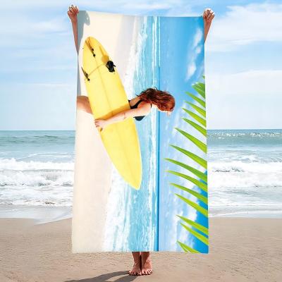 China Compressed Hot Selling Amazon Towel Sublimation Microfiber Sand Beach Towel Free Polyester Customize Towel for sale