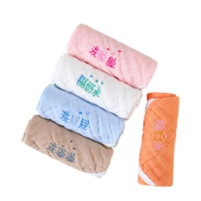 China Square 25*25 Square Face Towel Cotton Gauze Child Safe Square Gauze Small Hand Embroider Logo Towel for sale