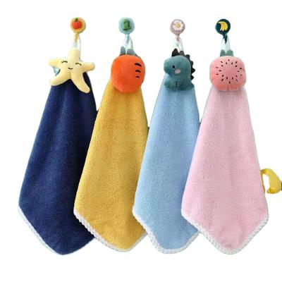 China Sustainable Customized Coral Fleece Cleaning Towel Cute Bath Towel Kitchen Soft Absorbent Tea Towel for sale