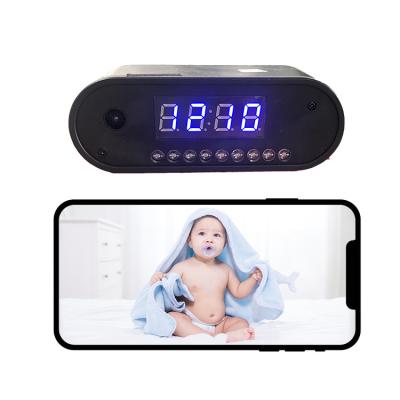 China Tuya Hot Selling Integrated Siren White Baby / Pet Monitoring Home Security Mini Clock Cameras for sale