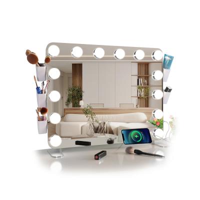 China Bestselling Style LED Light Lit Amazon Hollywood Cosmetic Mirror Lit Desktop Or Wall Mounted Makeup Mirror for sale