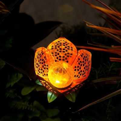 China LANDSCAPE Waterproof Metal Solar Wrought Flower Stake Light Decorative Solar Garden Light for Walkway Yard Lawn for sale