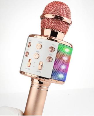 China Hot Selling Handheld Microphone WS-858 L Lights Karaoke Microphone USB Portable Handheld Led Wireless Recreation Mike For Kids Singing Mic for sale