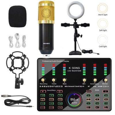 China BM800 Professional Desktop BM900 Microfono and DJ10 Sound Card Fill Light Set Karaoke Studio Recording Multifunctional Condenser Microphone for sale