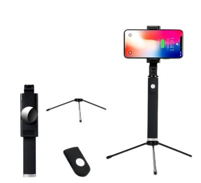 China Fold Up K09 Selfie Stick With Tripod Stand Mirror 360 Rotation Phone Holder Remote Control Selify Stick For Travel for sale