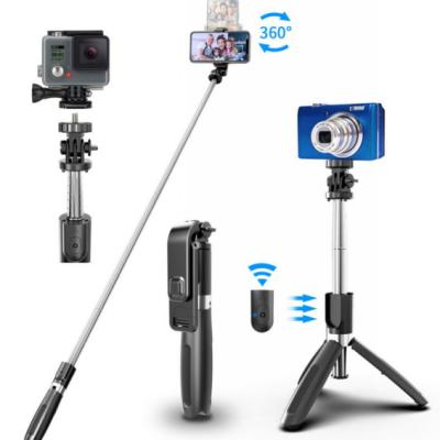 China Bestselling L02 Portable Folding 3 in 1 Wireless Cell Phone Monopod Selfie Stick Tripod with Remote Control for sale