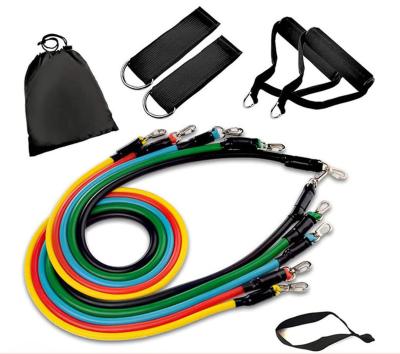 China Great Elasticity And Good Durability 11 Pcs Portable Fitness Exercise Equipment Pull Rope Resistance Bands Set for sale