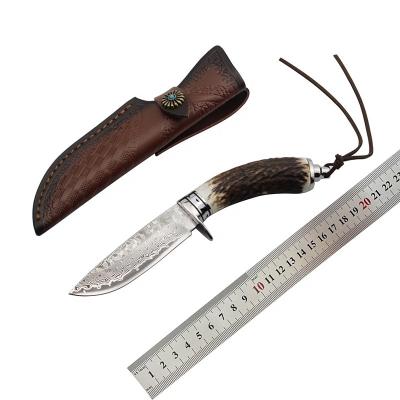 China Damascus steel Non-variable VG10 pure handmade knife fixed blade knife outdoor camping adventure knife for sale