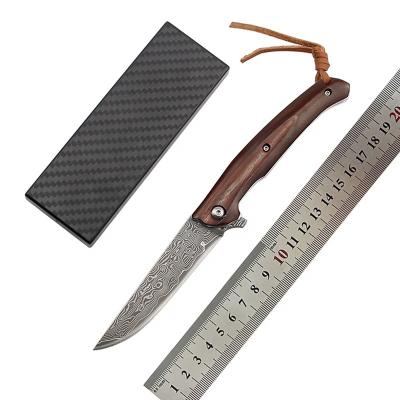 China Non-variable knife high quality handmade migration hunting Damascus travel camping walking pocket knife small for sale