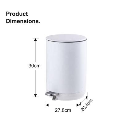 China New Amazon Viable Hot Sale Stainless Steel 5L Indoor White Matte Finish Round Dust Bin for sale