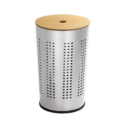 China Standing Basket Wash Laundry Basket With Stainless Steel Lid Laundry Basket For Hotel for sale