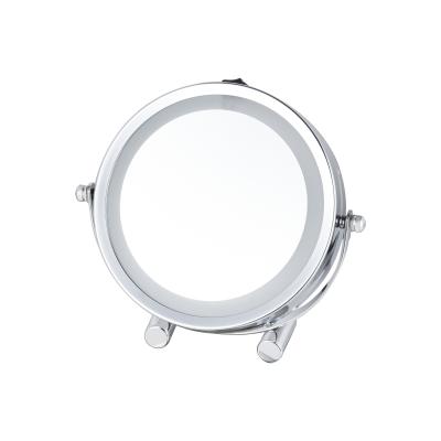 China 6 Inch Round Lighted Bathroom Magnifying Position LED Makeup Desk Cosmetic Lighted Vanity Mirror for sale