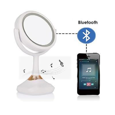 China Vanity Lighted 6 Inch 7X Desktop Magnifying Bluetooth Speaker Makeup Mirror With Led Light for sale