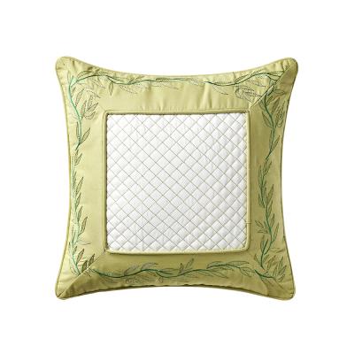 China Wholesale Spring Pillow Floral Green Willow Emb Border Decorative Pillow Anti-Static for sale