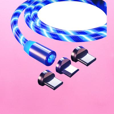 China Private Label MP3 / MP4 Player Free Sample 3 In 1 Led Flowing Magnetic Mobile Cable for sale