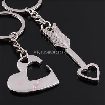 China 1 Pair Romantic Arrow Bow Love Key Chains Lovers Ring Couples Key Chain for sale