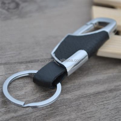 China Men's llaveros Rings Gift Key Chains Leather Casual/Sporty Luxury Car Key Chain For Keys Black And Silver Ring for sale