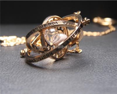 China Trendy Gold Plated Time Turner Necklace Hourglass Vintage Hermione Granger Pendant For Women Lady Girl Wholesale for sale