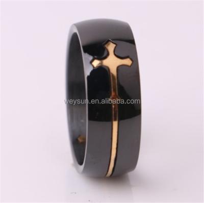 China High Quality in EU and AU Vnox Separable Cross Ring for Men Woman Black Color Stainless Steel Cool Male Design Jewelry for sale