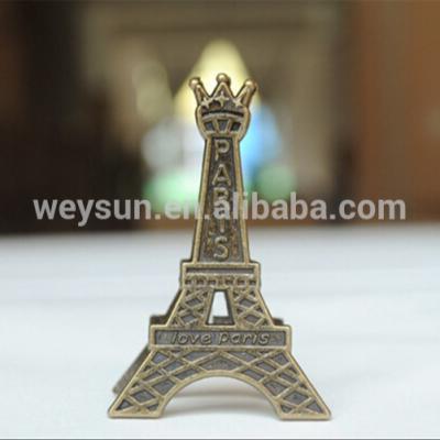 China Metal Vintage Eiffel Tower Card Holder Paper Clamp Bookmark Metal Clip Office Stationery for sale