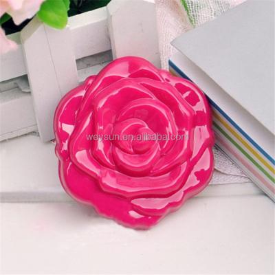 China Acrylic Cute Makeup Mirror 3D Rose Shape Compact Cosmetic Mirror Double Side Mirror for sale