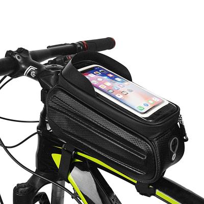 China Double Zipper Bag + Cell Phone Frame Front 8.0 Mobile Phone Case Shockproof Reflective Bicycle Handle Bag + Earphone Hole Factory OEM 2020 Bicycle Rainproof Bag new for sale