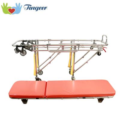 China Metal Tingeer Devices Metal Wheel First Aid Stretcher , Folding Ambulance Stretcher for sale