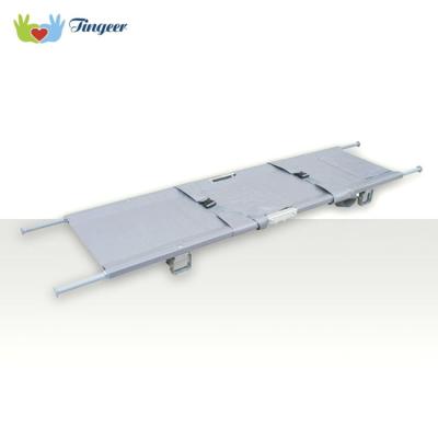 China Gray Pu Leather Surface Aluminum Alloy Steel Material Rescue Folding Stretcher Prices for sale