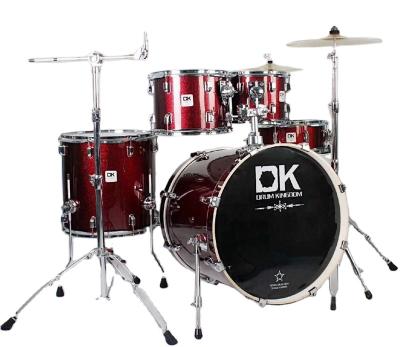 China DK Main oil drum wooden shell red wine color drum prices best jazz drum musical ensemble for sale