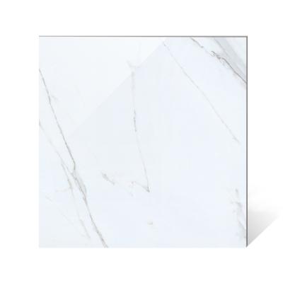 China Large Glazed Carrara White Marble Look Metallic Tiles Project Glazed Polished Porcelain Tiles for sale