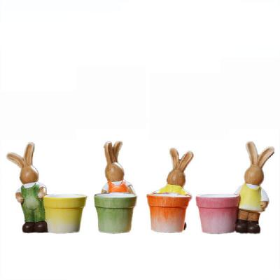 China Flower Pot New Arrival Easter Products Best Sale Rabbit Ceramic Small Flower Pot for sale