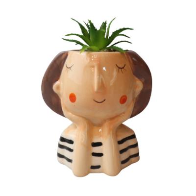 China Mini Custom Plant Pots For OEM Fashion Garden Pots Minimalist Custom Planter Pot Ceramic Cute Garden Ornaments for sale