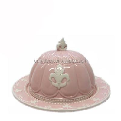 China Goog Sustainable Wholesale Quality Ceramic Butter Dish With Cover for sale