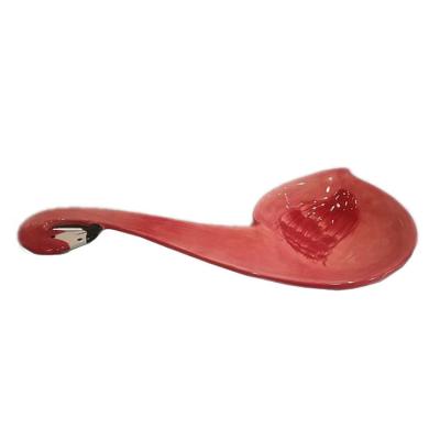 China Sustainable Ornament Flamingo Shape Artificial Ceramic Spoon Rest for sale