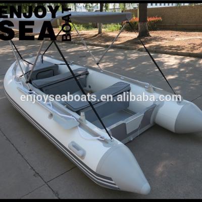 China PVC 3.8m CE Approved Aluminum Floor Boat PVC Inflatable Boat With Canopy For Sale! for sale