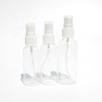 China Plastic PET PACKAGING 30ml 50ml 60ml 100ml 120ml BEAUTY Pump Spray Bottle Clear Disinfectant Water Fine Alcohol Mist Spray Bottle for sale