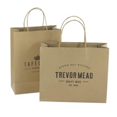 China 2022 New Recycled Materials Brown Kraft Carrier Bag With Paper Handle,Advertising Custom Logo Restaurant Kraft Paper Cutlery Recyclable Paper Bag for sale