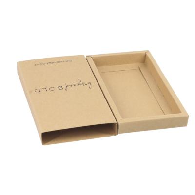 China Eco Friendly Recycled Brown Kraft Materials Folding 2pcs Drawer 2pcs Small Paper Boxes For Phone Case Packaging for sale