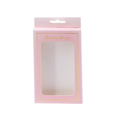 China Recycled Materials Paper Cardboard Case CMYK Custom Paper Box Logo Pink Foldable Small Phone With Window for sale