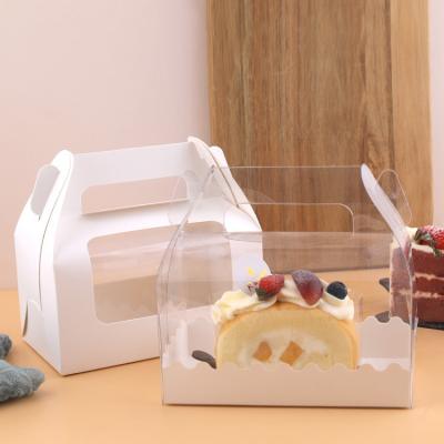 China Hot Sales Recycled Materials CMYK Printing Food Grade Paper Bread Snack Dessert Sandwich Transparent Clear Cake Box For Wholesale for sale