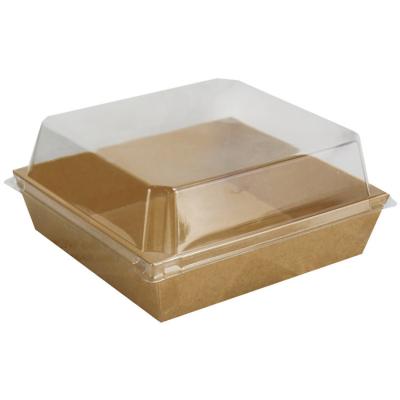 China Hot Sales Recycled Materials CMYK Printing Food Grade Paper Bread Snack Dessert Sandwich 12 X 6 X12 X Transparent Cake Box For Wholesale for sale